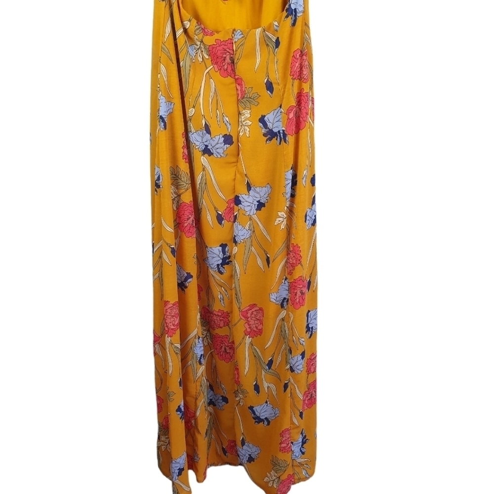 JAPANA Maxi Dress Open Back Floral Gold/Pinks/Blues Women's Size S‎ - Picture 5 of 12
